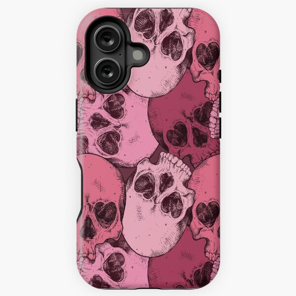 Aperçu de l'œuvre Crânes roses dessinés à la main avec motif d'yeux en forme de coeur créée et vendue par king's Outfit.