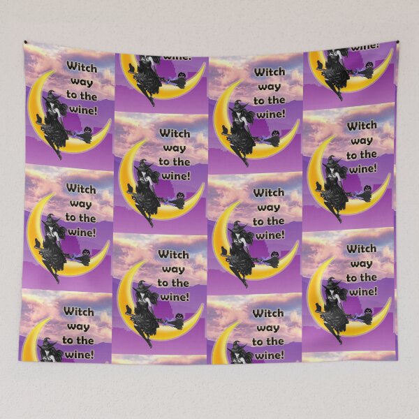 Item preview, Witch way to the wine (square) designed and sold by NyengRepublic.
