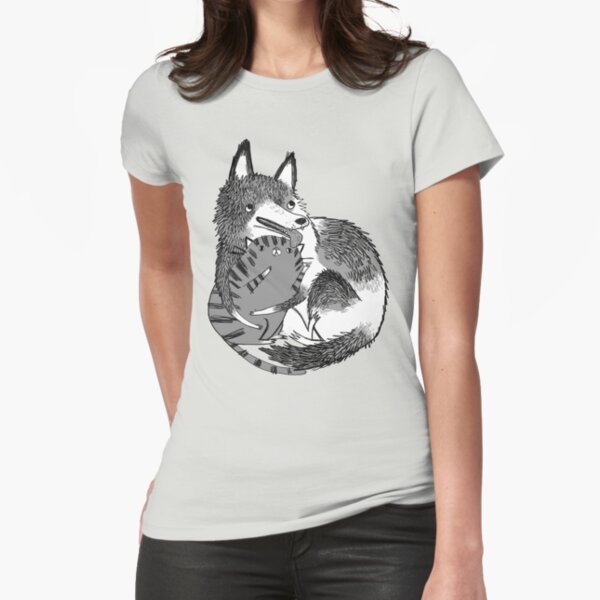 husky loves kitty Fitted T-Shirt