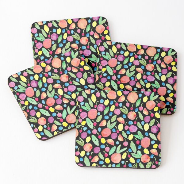 Item preview, Black Colourful Watercolour Summer Fruit designed and sold by Lozzie Eliza Designs.