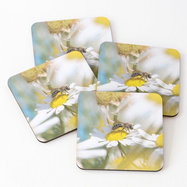 Item preview, Tiny bee among daisies designed and sold by GreyFeatherPhot.