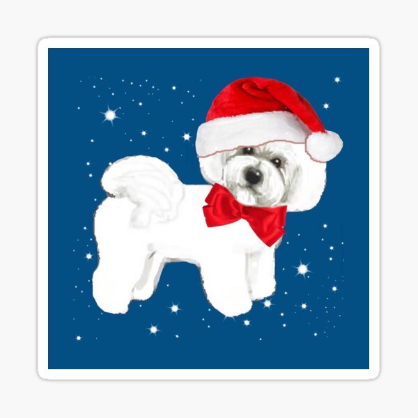 Bichon Frise Christmas Santa hat, Holiday gift, Christmas gift, Santa dog, Cute dog,  Sticker