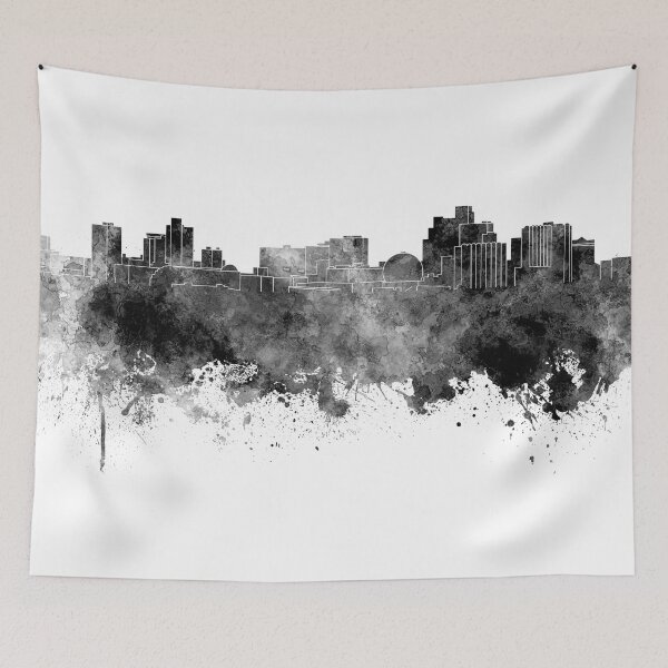 Item preview, Reno skyline in black watercolor on white background designed and sold by paulrommer.