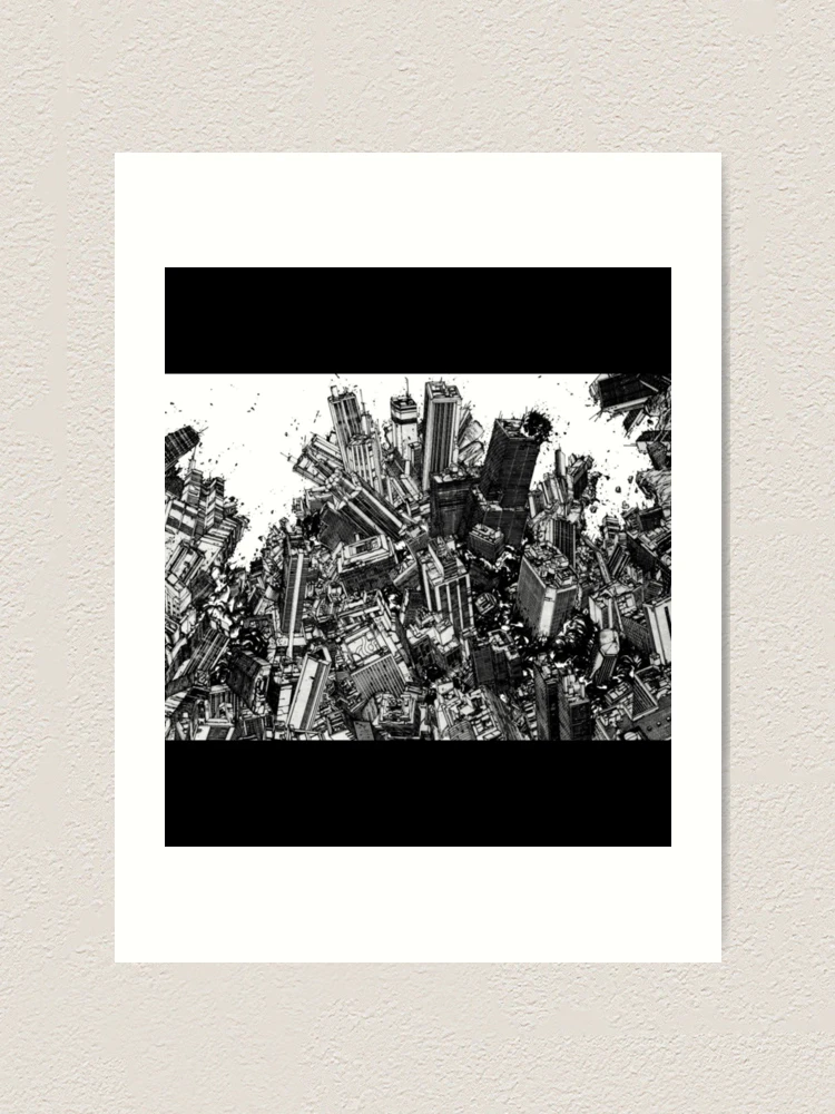 Akira cyberpunk city explosion manga strip Poster