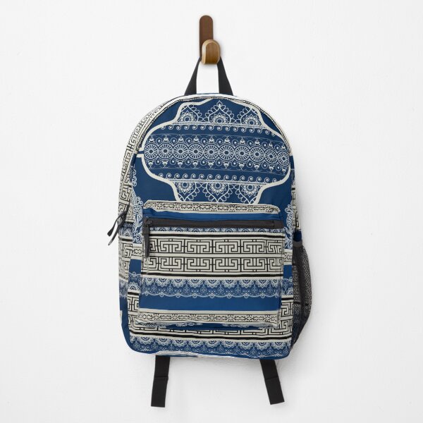 Item preview, Greek Key Border Blue Cream Moroccan Design designed and sold by Yiorgos Designs.