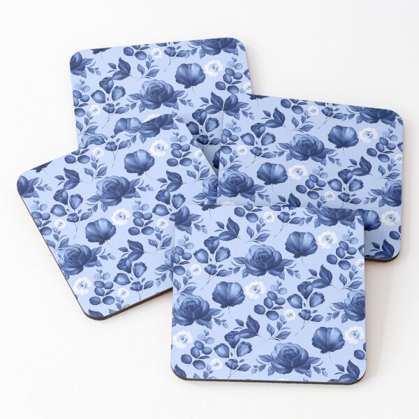Item preview, Blue Watercolor Floral Pattern designed and sold by thelustrous.
