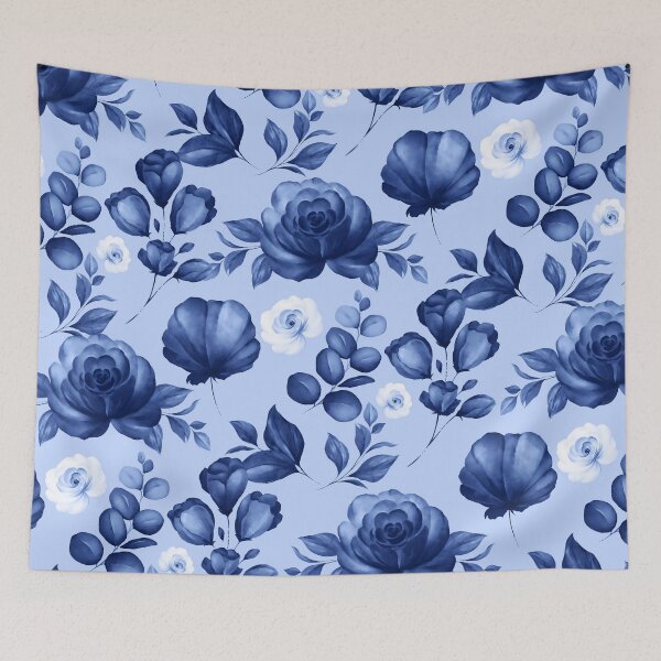 Item preview, Blue Watercolor Floral Pattern designed and sold by thelustrous.
