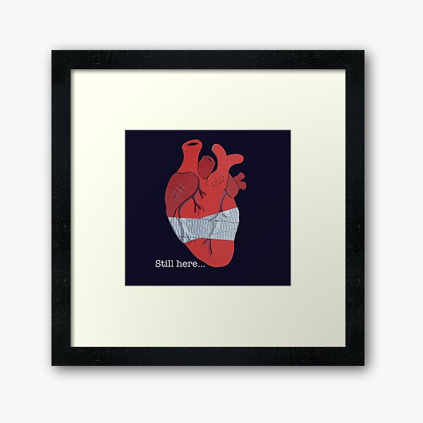 Still here... on Blue Framed Art Print