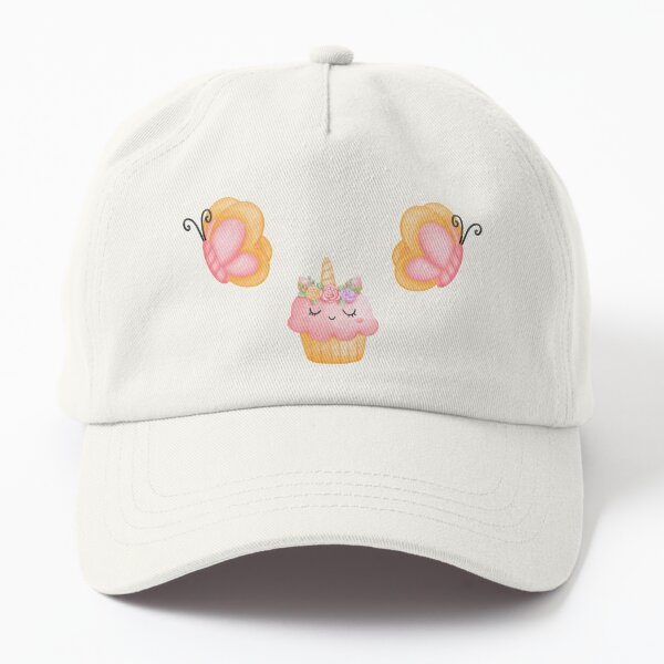 cute cupcake and butterflies  Dad Hat
