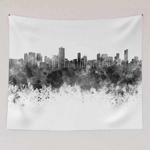Item preview, Salvador de Bahia skyline in black watercolor on white background designed and sold by paulrommer.