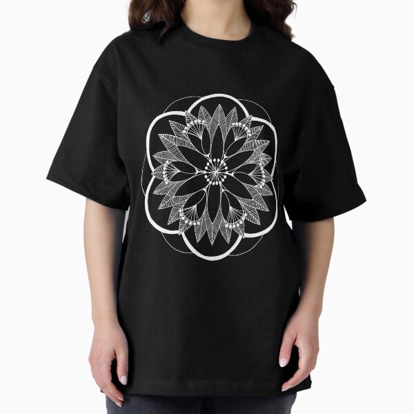 White Pond Bouquet Mandala Oversized T-Shirt