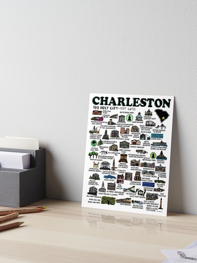 Charleston Map Print Charleston, South Carolina Rainbow Row, Downtown, City  Market, Sailboats, St. Philip's, Folly Beach 
