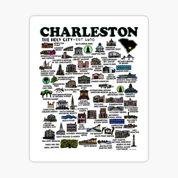 Item preview, Charleston Map  designed and sold by fiberandgloss.