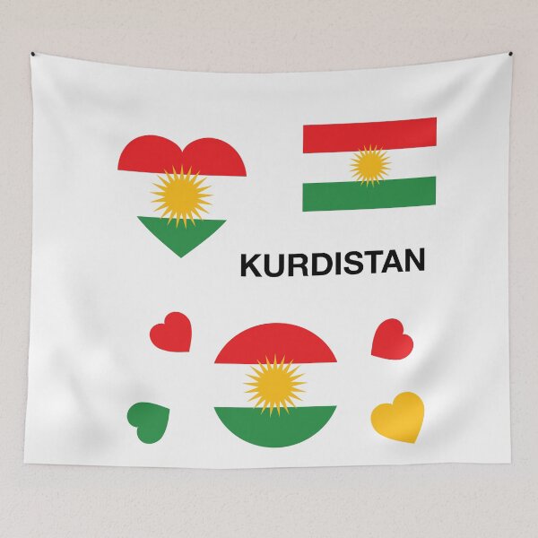 Item preview, Kurdistan Kurdish flag shapes + text + collection - heart designed and sold by Kurdish T-shirt.
