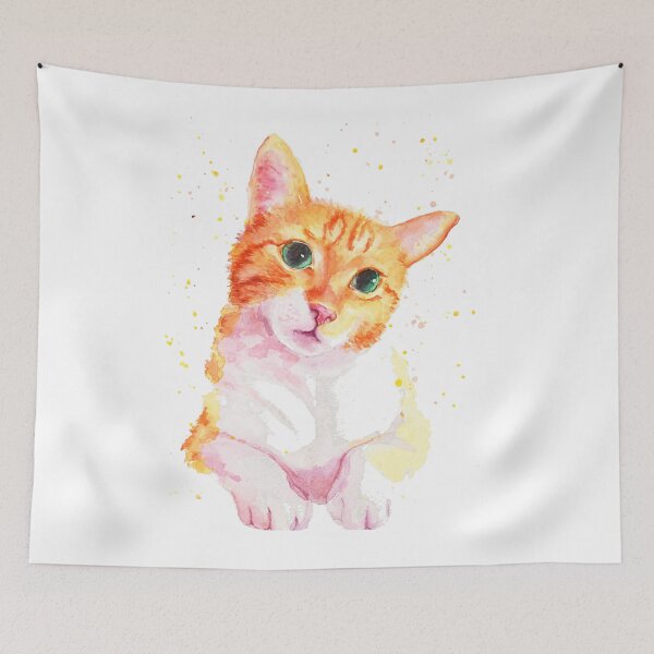 Item preview, Cute Orange Cat Yema - Watercolor Illustration designed and sold by Leiratorii.