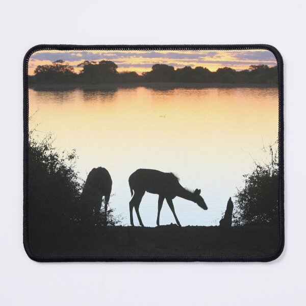Item preview, Antelope Silhouettes at Sunset. Chobe River, South Africa designed and sold by KarenZuk.