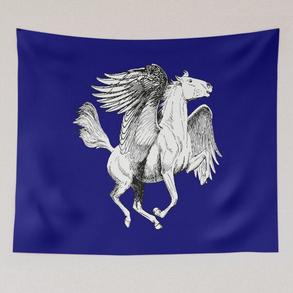 Item preview, Pegasus Winged White Horse Line Drawing Vintage Style designed and sold by taiche.