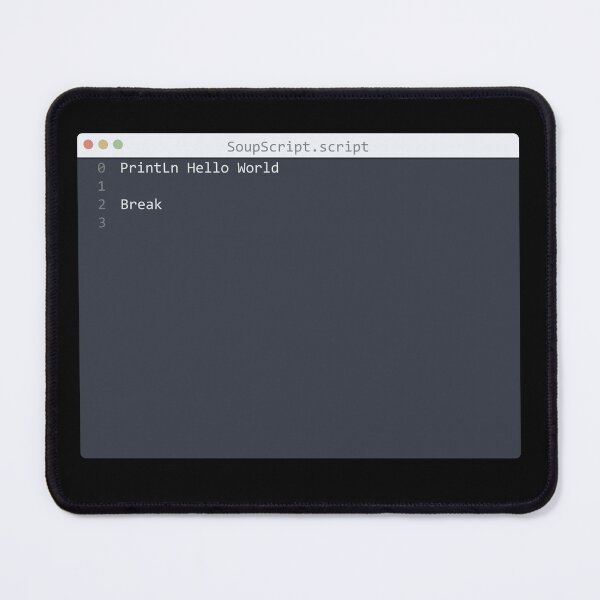 Item preview, . SoupScript language Hello World program sample in editor window designed and sold by IuriiVlasenko.