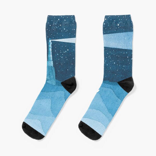 Light Up My Life, Ocean Lighthouse Crew Socks - Blue