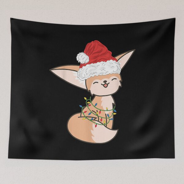 Item preview,  Fox Fennec With Santa Hat Christmas Lights designed and sold by lindafrances.