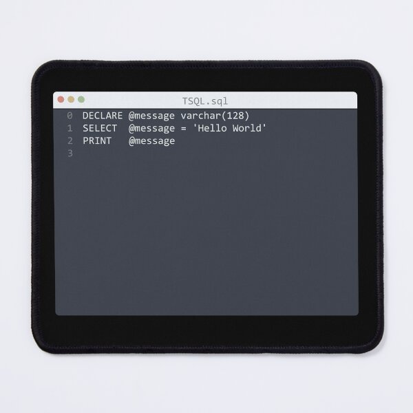 Item preview, . TSQL language Hello World program sample in editor window designed and sold by IuriiVlasenko.