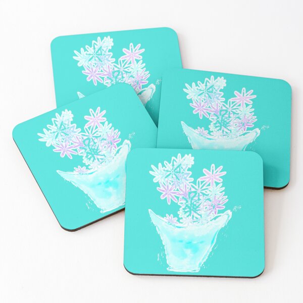 Item preview, Teal flowers with vase from time-lapse video designed and sold by headtrackerart.