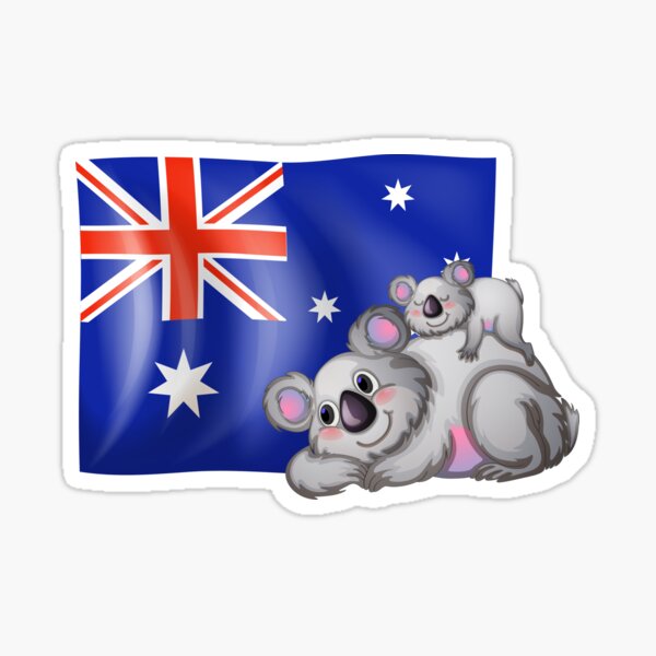 Koala Bears with Australian Flag Sticker
