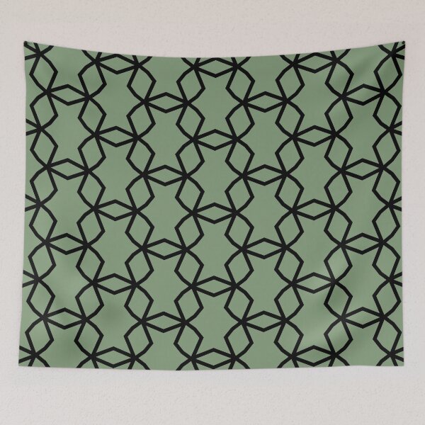 Item preview, Green and White Shape Mosaic Pattern Coordinates w/ Farrow & Ball 2022 Popular Color Breakfast Room Green 81 - Colour Trends - Trending Hue designed and sold by ColorOfTheYears.