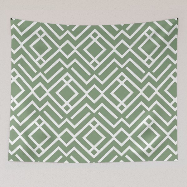 Item preview, Green and White Stripe Diamond Shape Pattern Coordinates w/ Farrow & Ball 2022 Popular Color Breakfast Room Green 81 - Colour Trends - Trending Hue designed and sold by ColorOfTheYears.