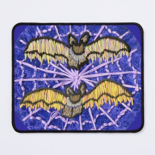 Item preview, Psychedelic Bats on Purple Cobweb Embroidery designed and sold by ashleygilland.