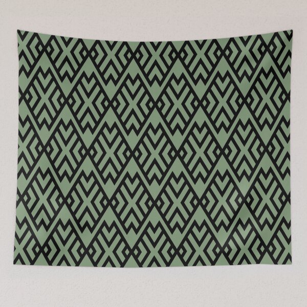 Item preview, Green and Black Diamond Shape Tile Pattern Coordinates w/ Farrow & Ball 2022 Popular Color Breakfast Room Green 81 - Colour Trends - Trending Hue designed and sold by ColorOfTheYears.