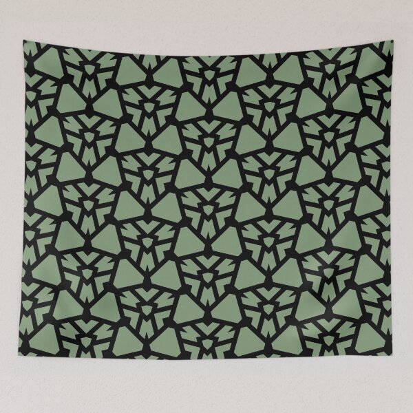 Item preview, Green and Black Shield Shape Tile Pattern Coordinates w/ Farrow & Ball 2022 Popular Color Breakfast Room Green 81 - Colour Trends - Trending Hue designed and sold by ColorOfTheYears.