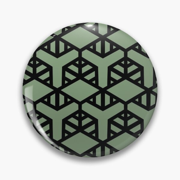 Item preview, Green and Black Geometric Shape Tile Pattern 2 Coordinates w/ Farrow & Ball 2022 Popular Color Breakfast Room Green 81 - Colour Trends - Trending Hue designed and sold by ColorOfTheYears.