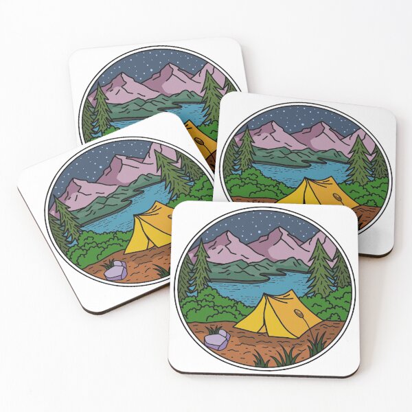 Item preview, Go Wild Camping Night Vintage Retro Monoline designed and sold by Chira23.