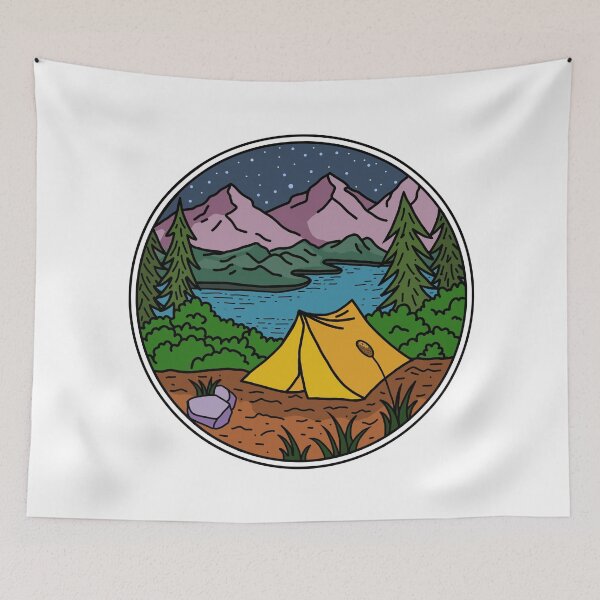 Item preview, Go Wild Camping Night Vintage Retro Monoline designed and sold by Chira23.