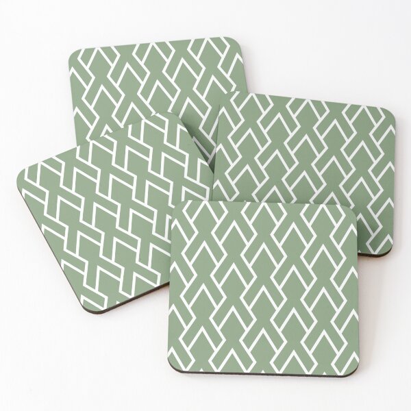 Item preview, Green and White Tessellation Line Pattern 6 Coordinates w/ Farrow & Ball 2022 Popular Color Breakfast Room Green 81 - Colour Trends - Trending Hue designed and sold by ColorOfTheYears.