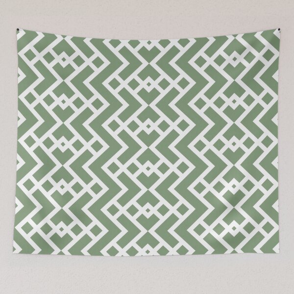 Item preview, Green and White Tessellation Line Pattern 25 Coordinates w/ Farrow & Ball 2022 Popular Color Breakfast Room Green 81 - Colour Trends - Trending Hue designed and sold by ColorOfTheYears.