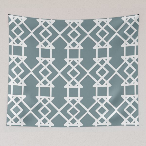 Item preview, Blue and White Tessellation Line Pattern 27 Coordinates w/ Farrow & Ball 2022 Popular Color Stone Blue 86 - Colour Trends - Trending Hue designed and sold by ColorOfTheYears.