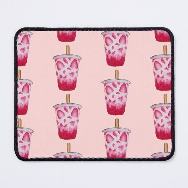 Item preview, Strawberry Pink Drink watercolour illustration (blue background) designed and sold by tifft.