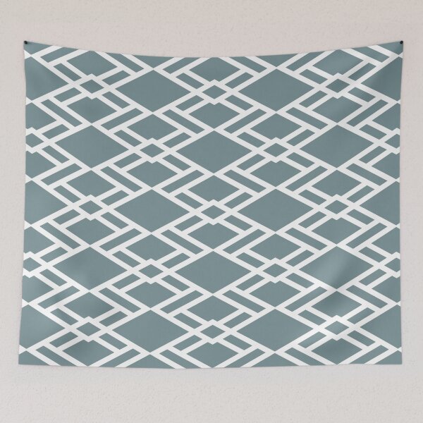 Item preview, Blue and White Diamond Shape Tile Pattern Coordinates w/ Farrow & Ball 2022 Popular Color Stone Blue 86 - Colour Trends - Trending Hue designed and sold by ColorOfTheYears.