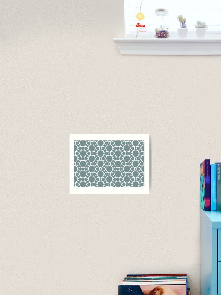 Thumbnail 2 von 3, Kunstdruck, Blue and White Petal Shape Tile Pattern Coordinates w/ Farrow & Ball 2022 Popular Color Stone Blue 86 - Colour Trends - Trending Hue designt und verkauft von ColorOfTheYears.