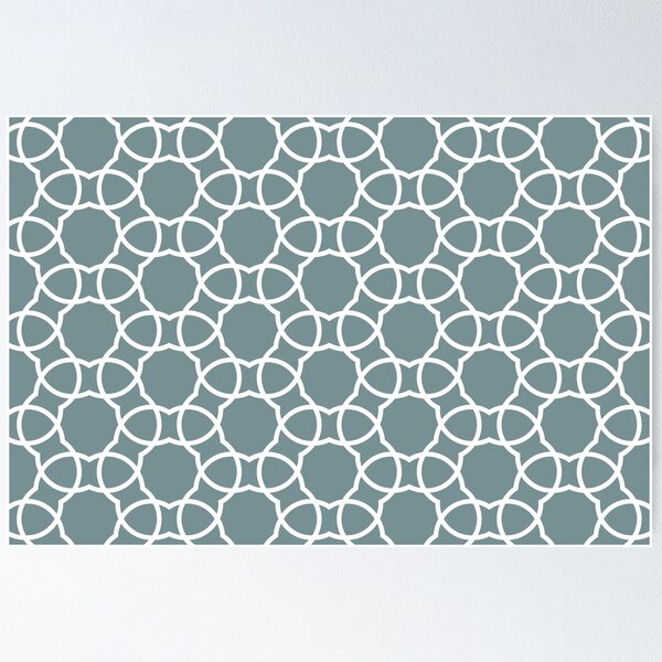 Item preview, Blue and White Petal Shape Tile Pattern Coordinates w/ Farrow & Ball 2022 Popular Color Stone Blue 86 - Colour Trends - Trending Hue designed and sold by ColorOfTheYears.