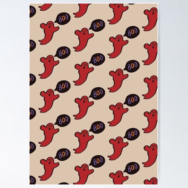 Item preview, El fantasma rojo del arte pop dice el patrón de Halloween de Boo designed and sold by christabelco.