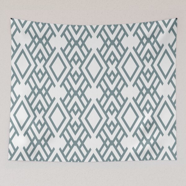 Item preview, Blue and White Geometric Striped Art Deco Pattern Coordinates w/ Farrow & Ball 2022 Popular Color Stone Blue 86 - Colour Trends - Trending Hue designed and sold by ColorOfTheYears.