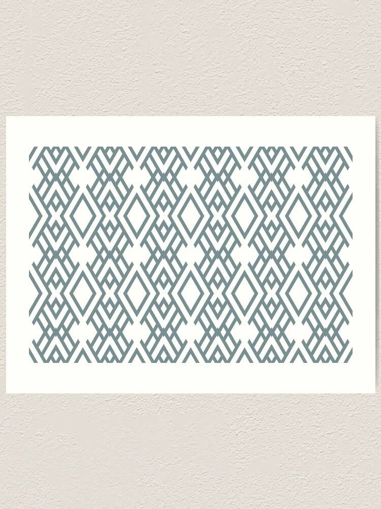 Thumbnail 1 von 3, Kunstdruck, Blue and White Geometric Striped Art Deco Pattern Coordinates w/ Farrow & Ball 2022 Popular Color Stone Blue 86 - Colour Trends - Trending Hue designt und verkauft von ColorOfTheYears.