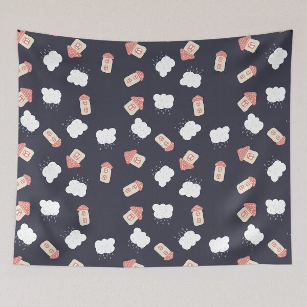 Item preview, Little houses and rainy clouds pattern designed and sold by urban-color.