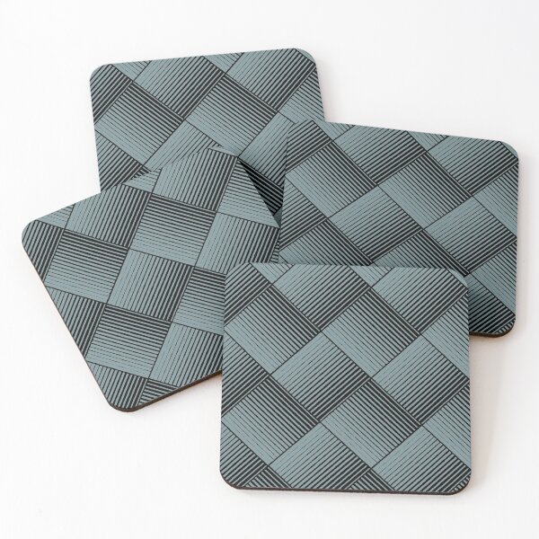 Item preview, Black and Blue Square Mosaic Stripe Pattern Coordinates w/ Farrow & Ball 2022 Popular Color Stone Blue 86 - Colour Trends - Trending Hue designed and sold by ColorOfTheYears.