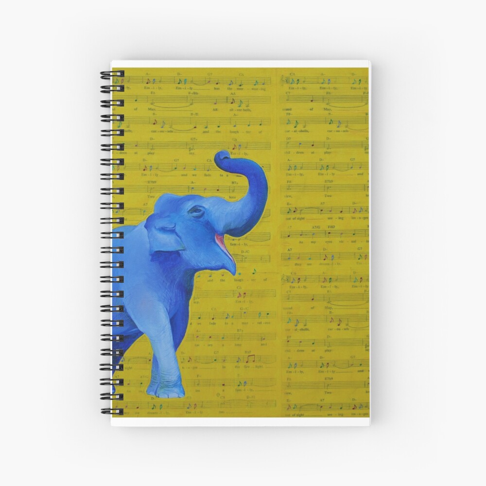 Happy Elephant Singing Spiral Notebook