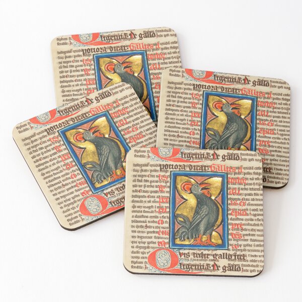Item preview, WEIRD MEDIEVAL BESTIARY,BLACK ROOSTER SINGING ,ANTIQUE TYPOGRAPHY designed and sold by BulganLumini.