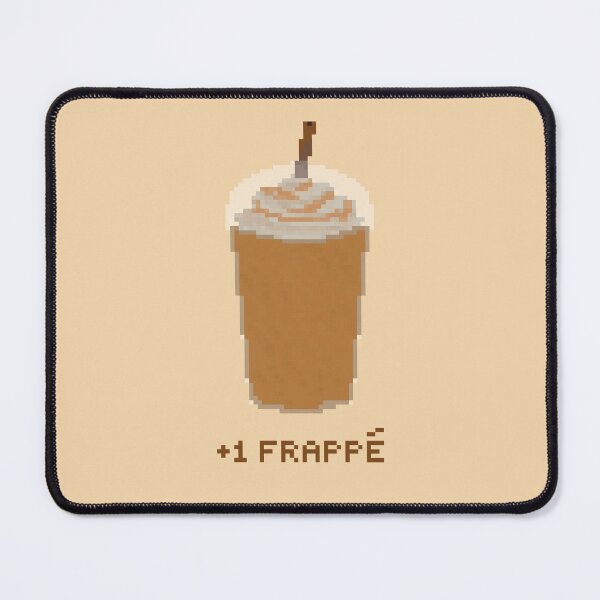 Item preview, +1 frappe coffee with caramel drizzle pixel art drawing (tan background) designed and sold by tifft.